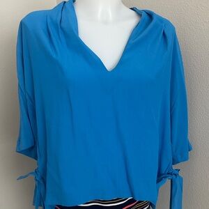 Topshop Vibrant Blue Blouse with Side Ties